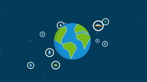 Illustration of earth with surrounding items in circles