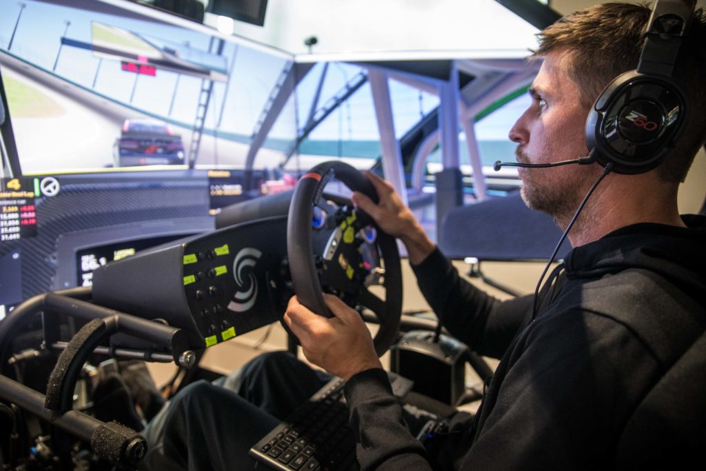 Denny Hamlin uses virtual iRacing to compete in a NASCAR race from his home
